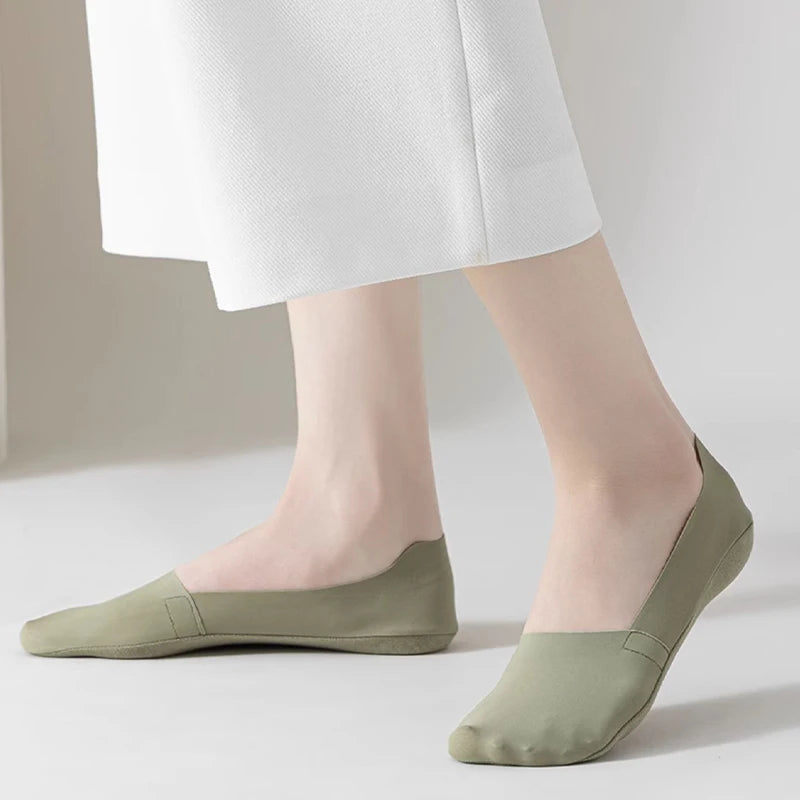 5 pares de calcetines para mujer, transpirables, invisibles, de silicona, antideslizantes, de color sólido, calcetines tipo barco, cómodos, de alta calidad, invisibles, ultrafinos