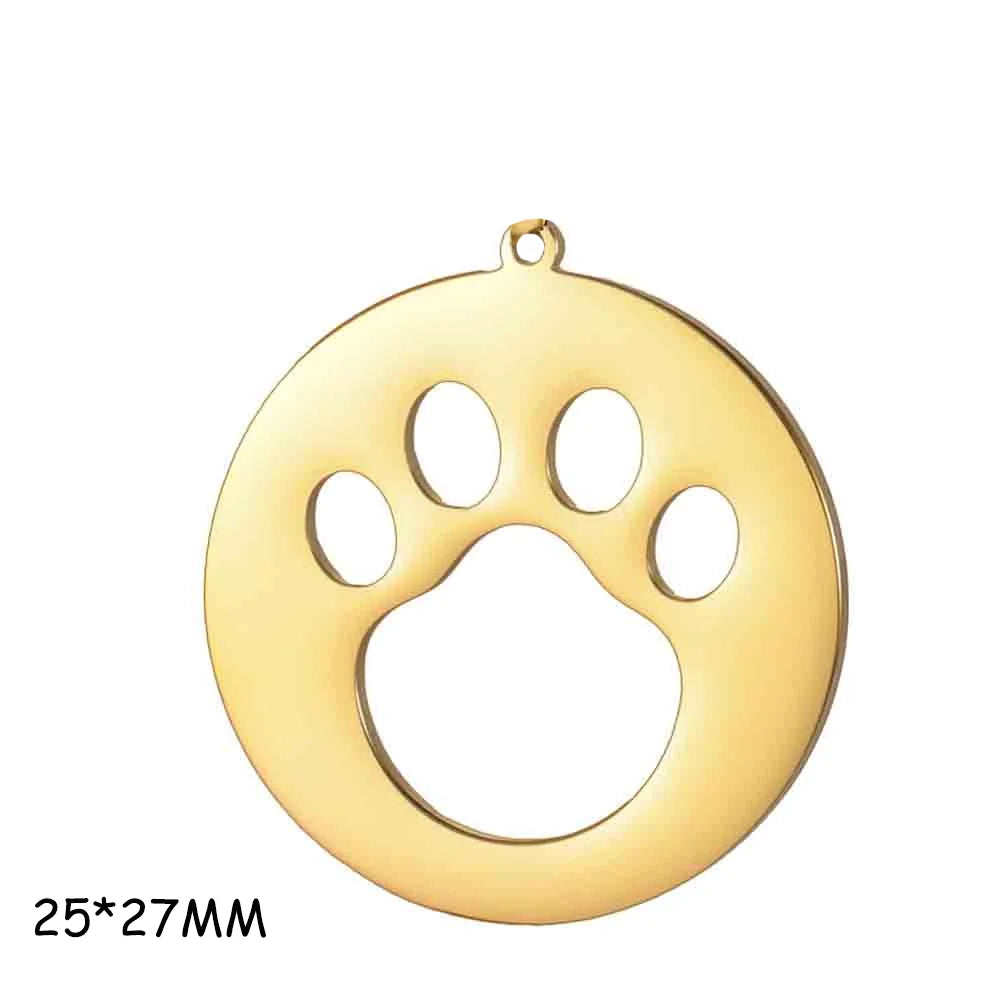 Cazador-abalorios de acero inoxidable con huella de pata de perro y gato, para hacer joyería DIY, bonito colgante de Animal para pulsera, pendientes y collar