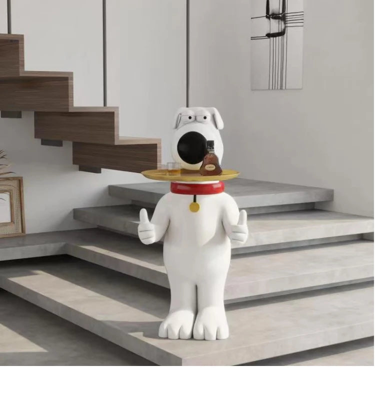 Estatua de perro de dibujos animados para decoración del hogar, estatuilla de resina grande, accesorios creativos para sala de estar, escultura Nórdica