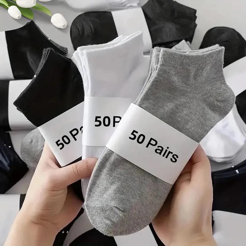 10/20/30/40/50 pares de calcetines tobilleros de corte bajo con desodorante transpirable para hombre, ropa cómoda que absorbe el sudor y para verano