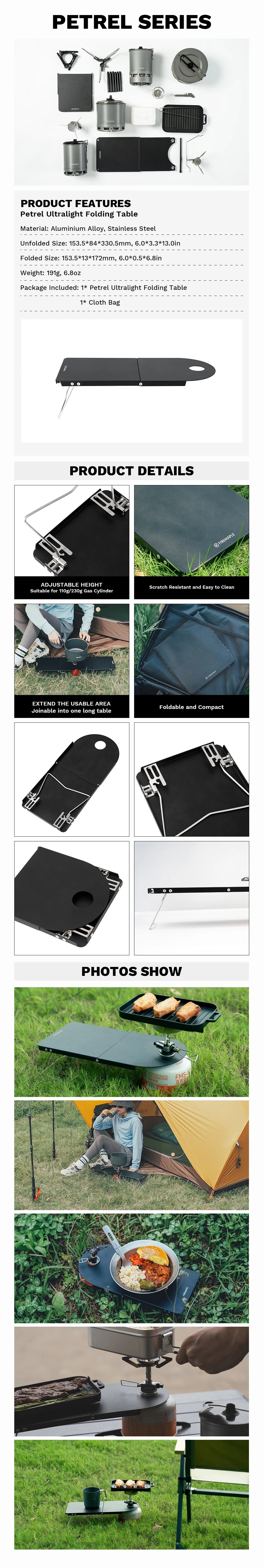Mesa ultraligera de gasolina y arce de fuego, escritorio de aluminio plegable portátil para senderismo en solitario, Camping, viaje, quemador de Gas, mesa de estante 191g