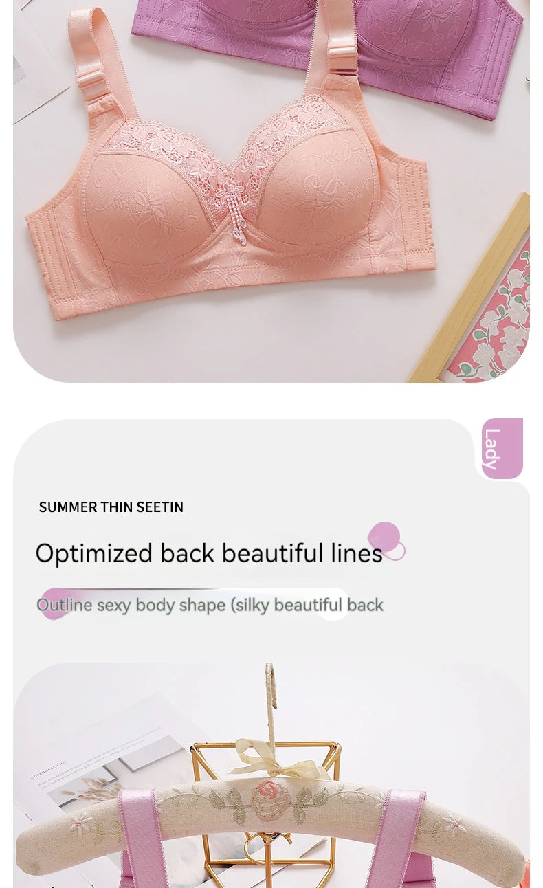 Sujetadores de encaje para mujer, Bralette con perspectiva ultrafina, sujetador con escote en V profundo, lencería Sexy, Tops de talla grande, ropa interior para mamá, sujetador activo