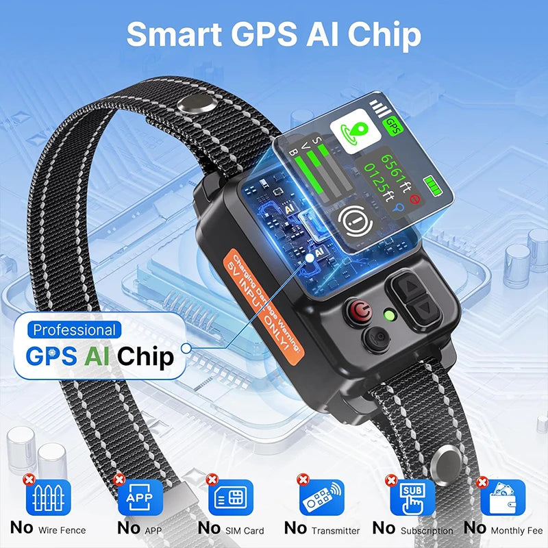 Valla electrónica inalámbrica GPS para mascotas, valla para perros y tapón para ladridos, entrenador para perros, Collar de descarga eléctrica para entrenamiento, actualización 2025