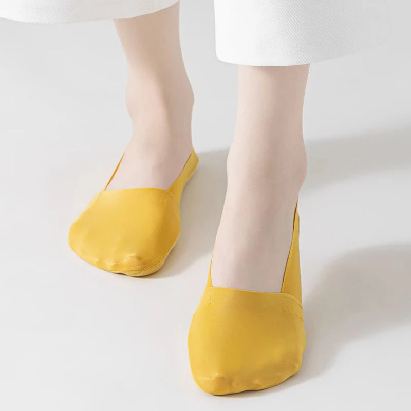 5 pares de calcetines para mujer, transpirables, invisibles, de silicona, antideslizantes, de color sólido, calcetines tipo barco, cómodos, de alta calidad, invisibles, ultrafinos