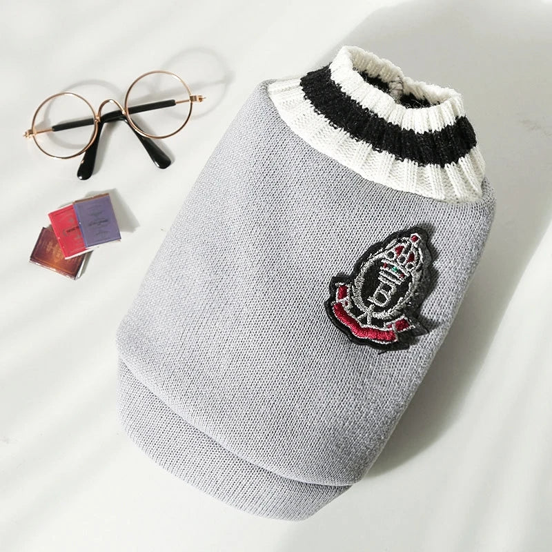 Suéter de moda para perros, ropa cálida de invierno para perros pequeños y medianos, suéter para gatos de estilo universitario, jersey para cachorros, ropa para perros Chihuahua