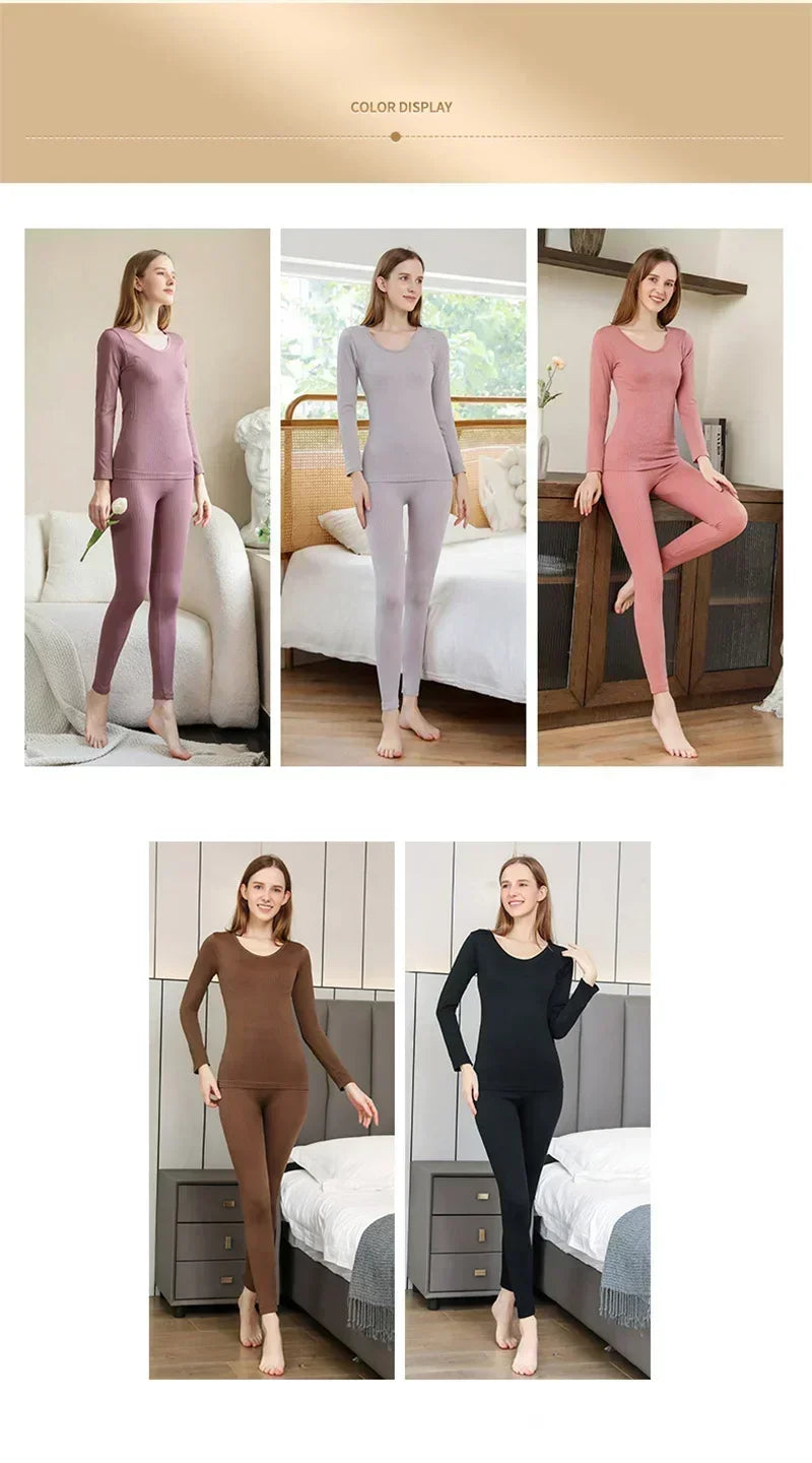 Ropa interior térmica cálida para mujer, ropa íntima Sexy para mujer, Calzoncillos largos con forma de mujer, ropa térmica moldeadora de cuello medio para mujer
