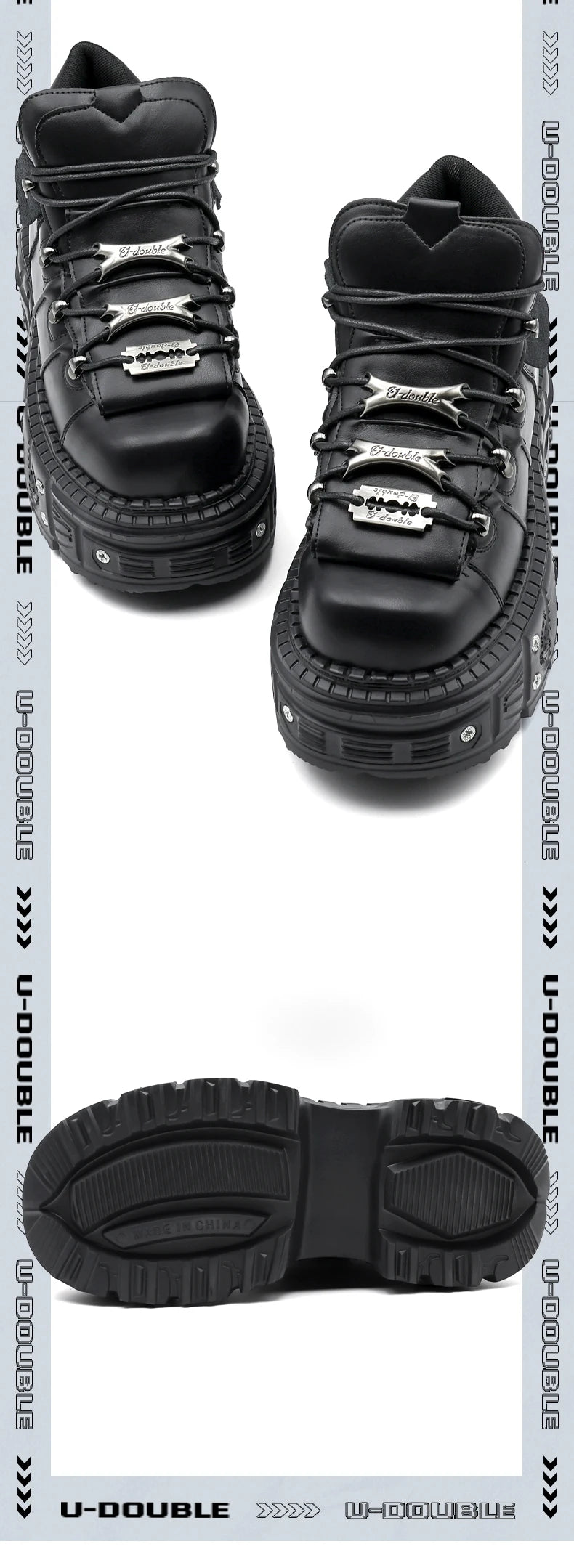 2026 nuevo estilo Punk zapatos de mujer con cordones altura del tacón 6CM zapatos de plataforma mujer gótico tobillo Rock botas decoración de Metal zapatillas de deporte para mujer