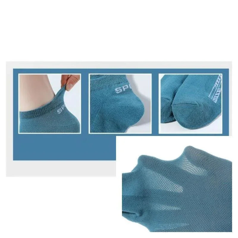 5 pares de calcetines tobilleros de alta calidad para hombre, calcetines deportivos de algodón transpirables, calcetines de malla informales atléticos de verano de corte fino corto Sokken talla 38-45