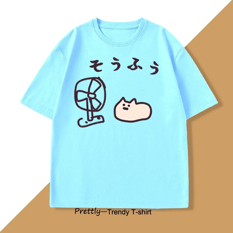 Camiseta de estilo japonés para hombre y mujer, camiseta divertida de manga corta de algodón, camisetas gráficas, ropa de calle de verano, camisetas estampadas