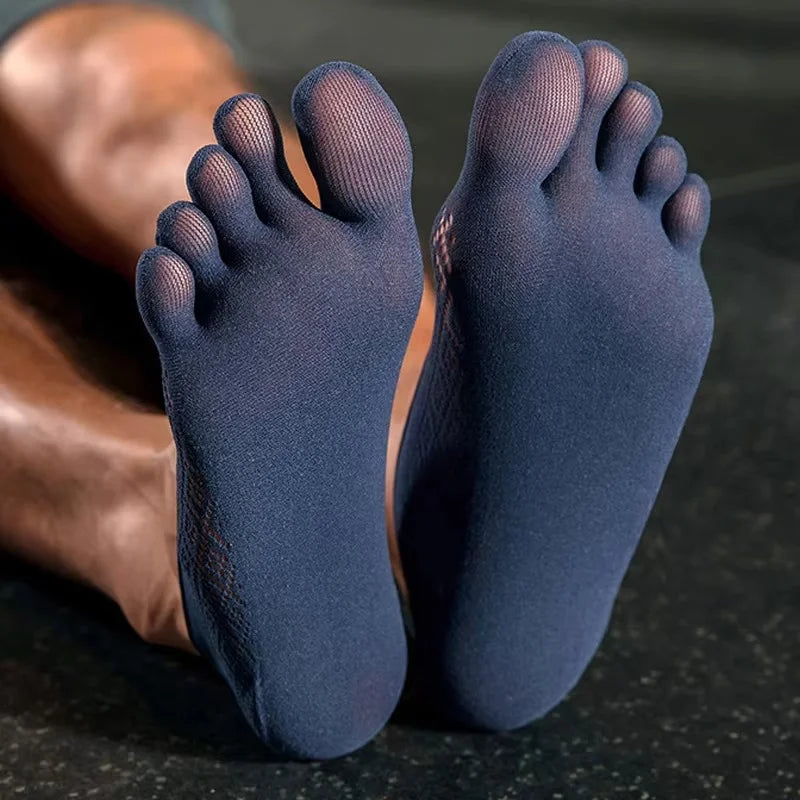 1/5 Pares de Calcetines Invisibles de Verano para Hombre, Calcetines de Cinco Dedos, Finos, de Terciopelo, Antideslizantes, Transpirables, Elásticos, de Seda Suave