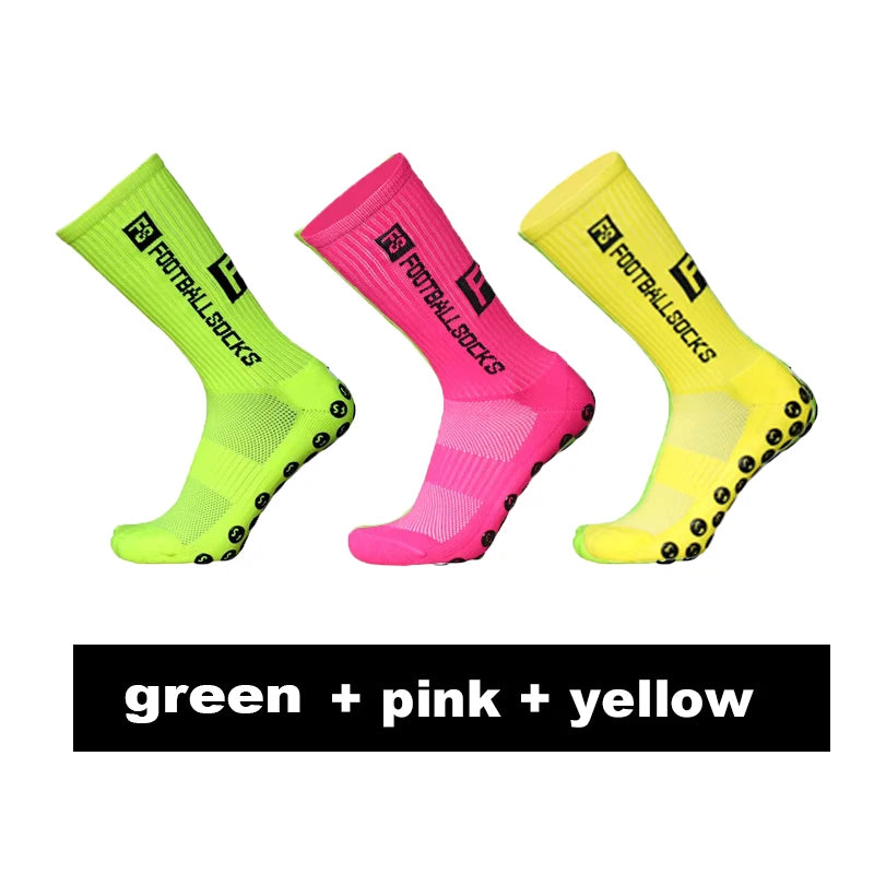 3/1 par nuevo estilo FS calcetines de fútbol redondos de silicona con ventosa agarre antideslizante calcetines de fútbol deportes hombres mujeres béisbol calcetines de Rugby