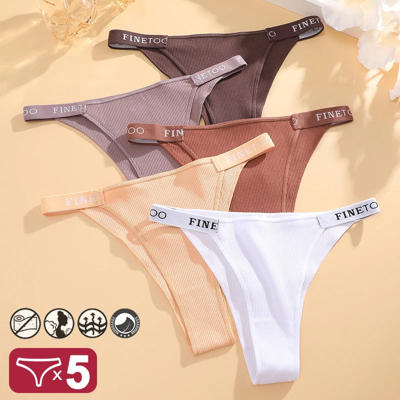 5 unids/set de lencería Sexy para mujer, bragas de algodón con letras Finetoo, calzoncillos femeninos de cintura baja, ropa interior cómoda, ropa interior íntima para mujer