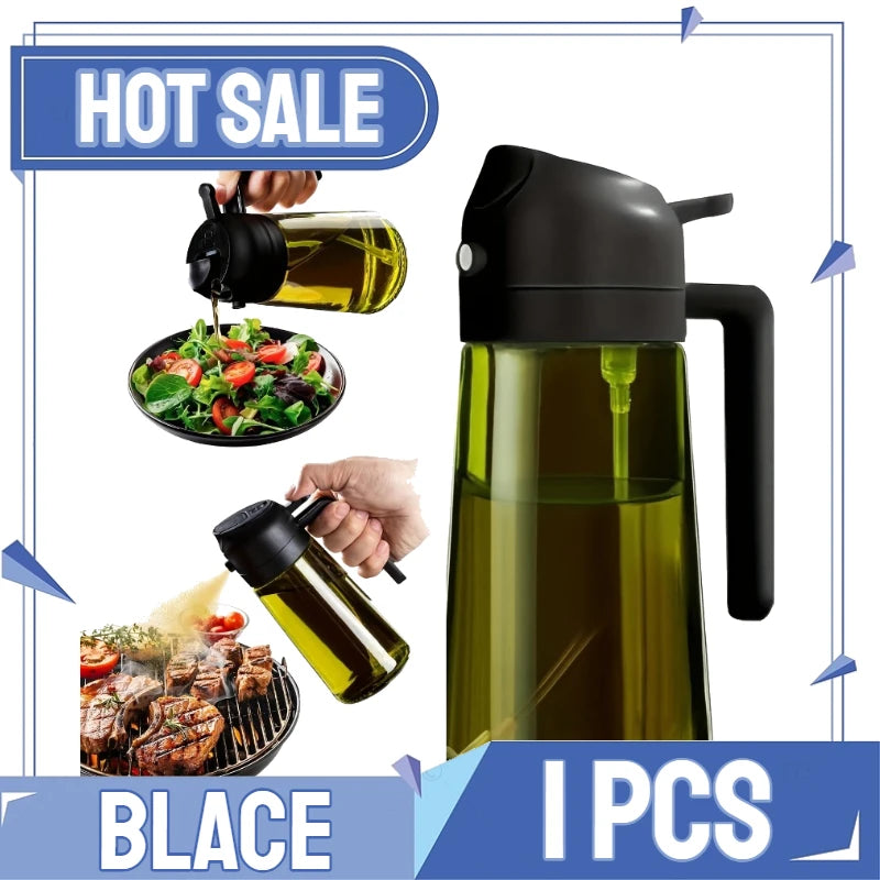 Dispensador de aceite en aerosol 2 en 1 para cocina, pulverizador de aceite o solo cepillo pulverizador para freír al aire, ensaladas, asar, cocinar en la cocina
