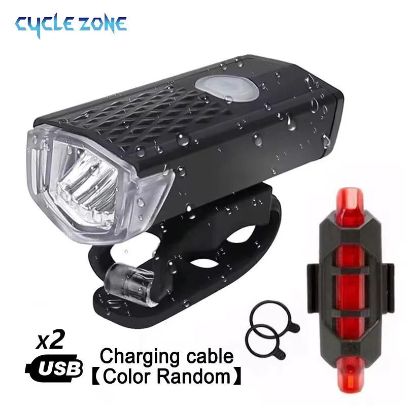 Juego de luces delanteras para bicicleta con luz trasera, recargable por USB, fácil de instalar, 3 modos, accesorios para bicicleta de carretera MTB