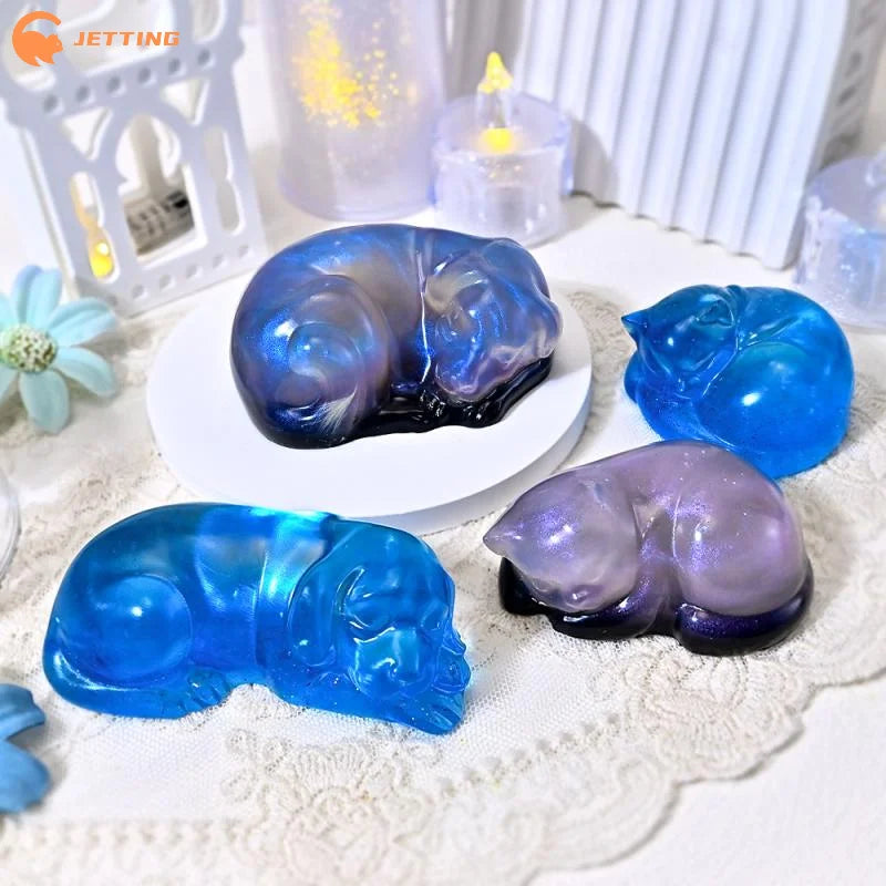 1 unidad Molde de silicona con diseño de gato y perro durmiendo, Serie Mascotas DIY, para velas, aromas, yeso, resina, decoración de tartas de mousse y repostería
