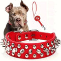 Juego de Collar y correa para perro con pinchos, Collar de perro de cuero con remaches, Collar ajustable para caminar al aire libre