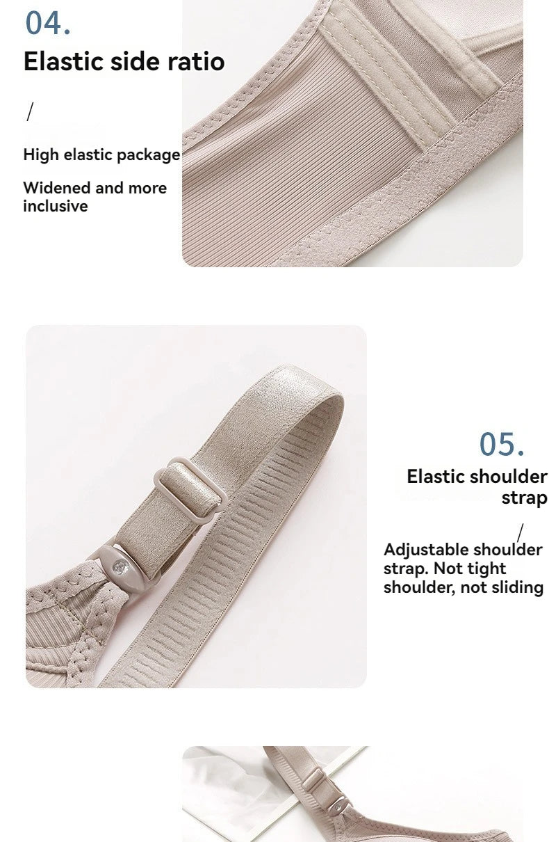 Nuevo sujetador de talla grande con hebilla frontal para mujer, Push up Sexy, copa fina ajustable, transpirable, cómoda, ropa interior para mamá de mediana edad