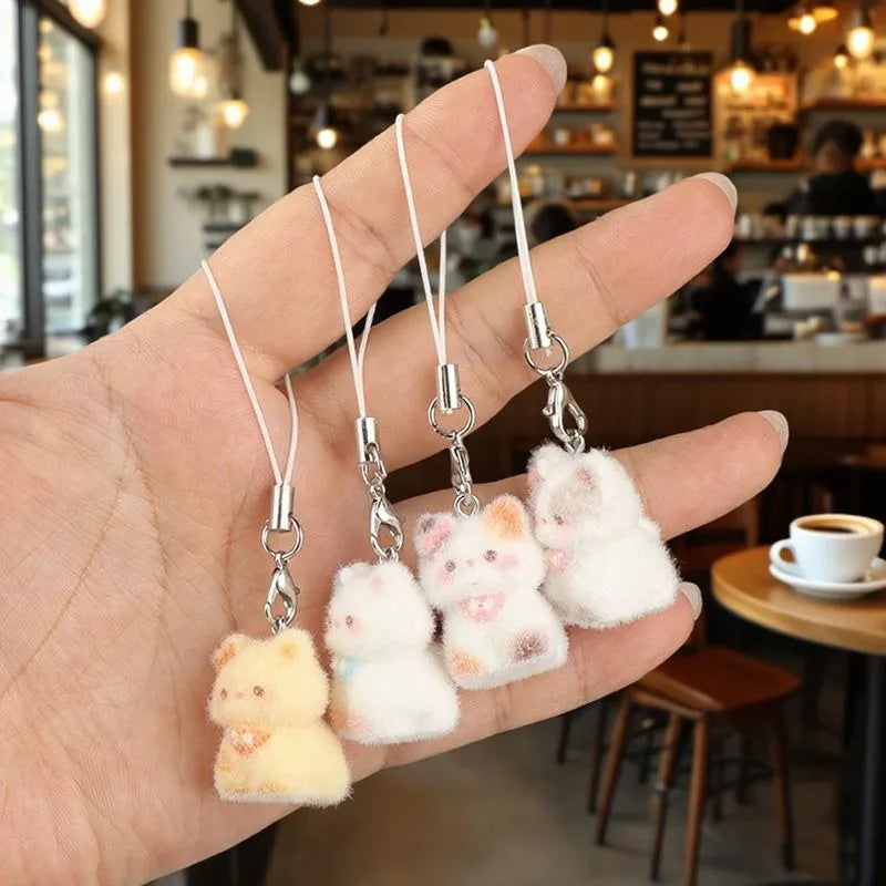 Lindo colgante de perro de resina de peluche 3D, Mini muñeca, colgante para teléfono móvil, decoración de llaves DIY, pequeño adorno artesanal
