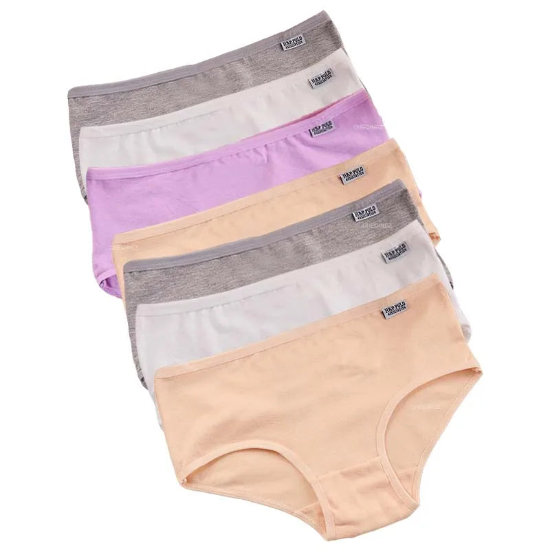 7 unids/lote de ropa interior de talla grande, bragas de algodón para mujer, lencería Sexy, pantalones cortos, ropa interior, bragas sólidas, M-4XL íntima femenina