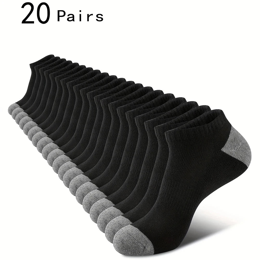 10 pares de calcetines cómodos y transpirables que absorben el sudor a prueba de olores calcetines de Color sólido de corte bajo adecuados para actividades al aire libre