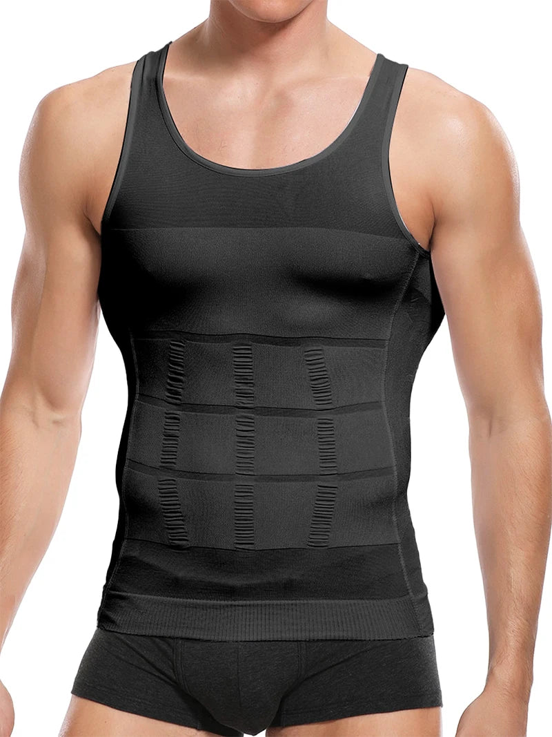 Chaleco moldeador de cuerpo adelgazante para hombre, camisa Abs para Abdomen, entrenamiento de gimnasio delgado, Control de barriga, camiseta sin mangas de compresión, ropa moldeadora sin mangas