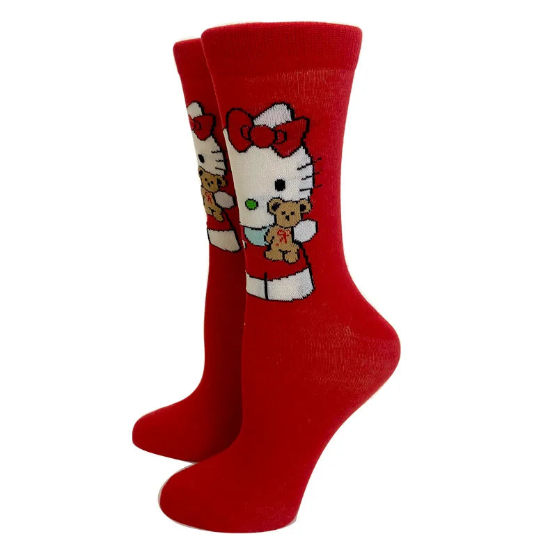 Anime nueva moda colorido divertido feliz Casual calcetines largos de mujer vestido Harajuku lindo gato de dibujos animados creativo hombres calcetines tamaño 35-44