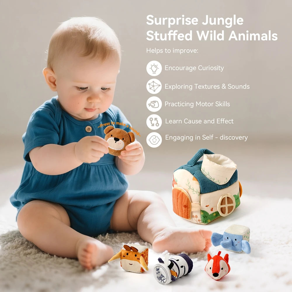 Juguete Montessori para bebé, caja de pañuelos mágicos de algodón, juego de mesa ocupado para ejercicio de los dedos, juguete educativo, juego de sonajero suave, libro de tela, regalo