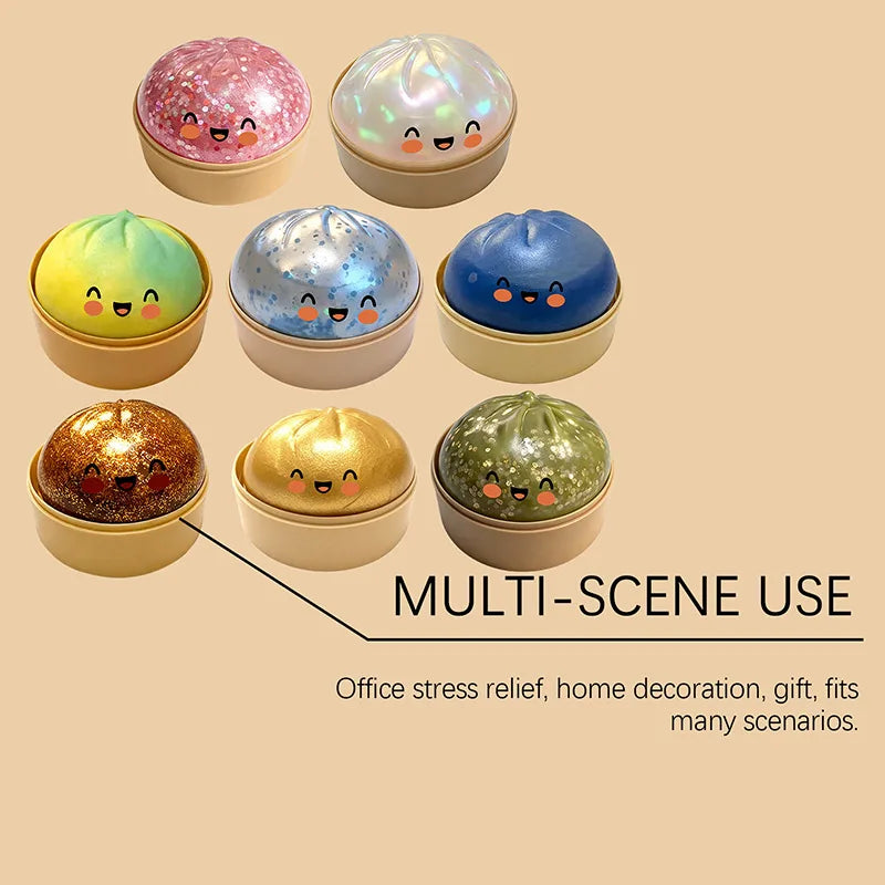 Pelota Antiestrés de Simulación con Forma de Dumpling, de Rebote Lento, Suave al Tacto, para Descompresión, Decoración para Oficina y Hogar, Regalos de Cumpleaños para Niños y Adultos