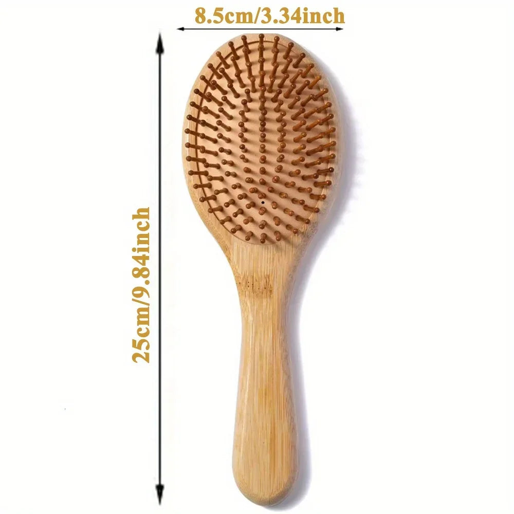 Peine de paleta de bambú Natural, peine con cojín de aire, masaje del cuero cabelludo, peine antiestático sin enredos, especial para pelucas de cabello real