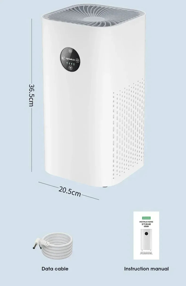 Purificador de Aire HEPA de 180m² para Eliminar Pelo de Mascotas, Polvo, Formaldehído, Germen, Limpiador de Iones Negativos para Hogar, Oficina, Dormitorio