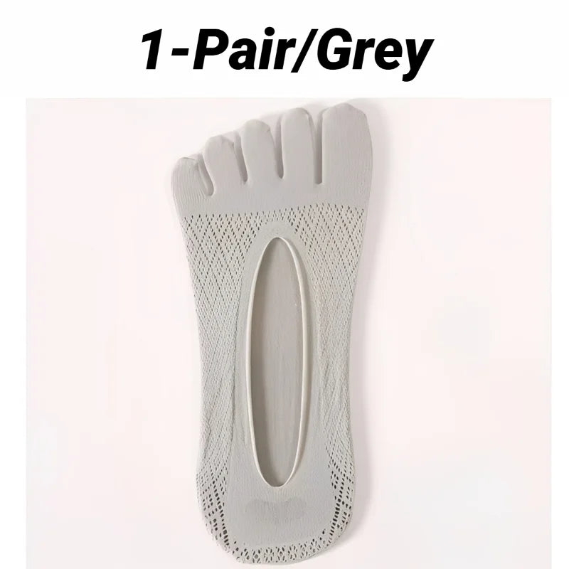 1/5 Pares de Calcetines Invisibles de Verano para Hombre, Calcetines de Cinco Dedos, Finos, de Terciopelo, Antideslizantes, Transpirables, Elásticos, de Seda Suave
