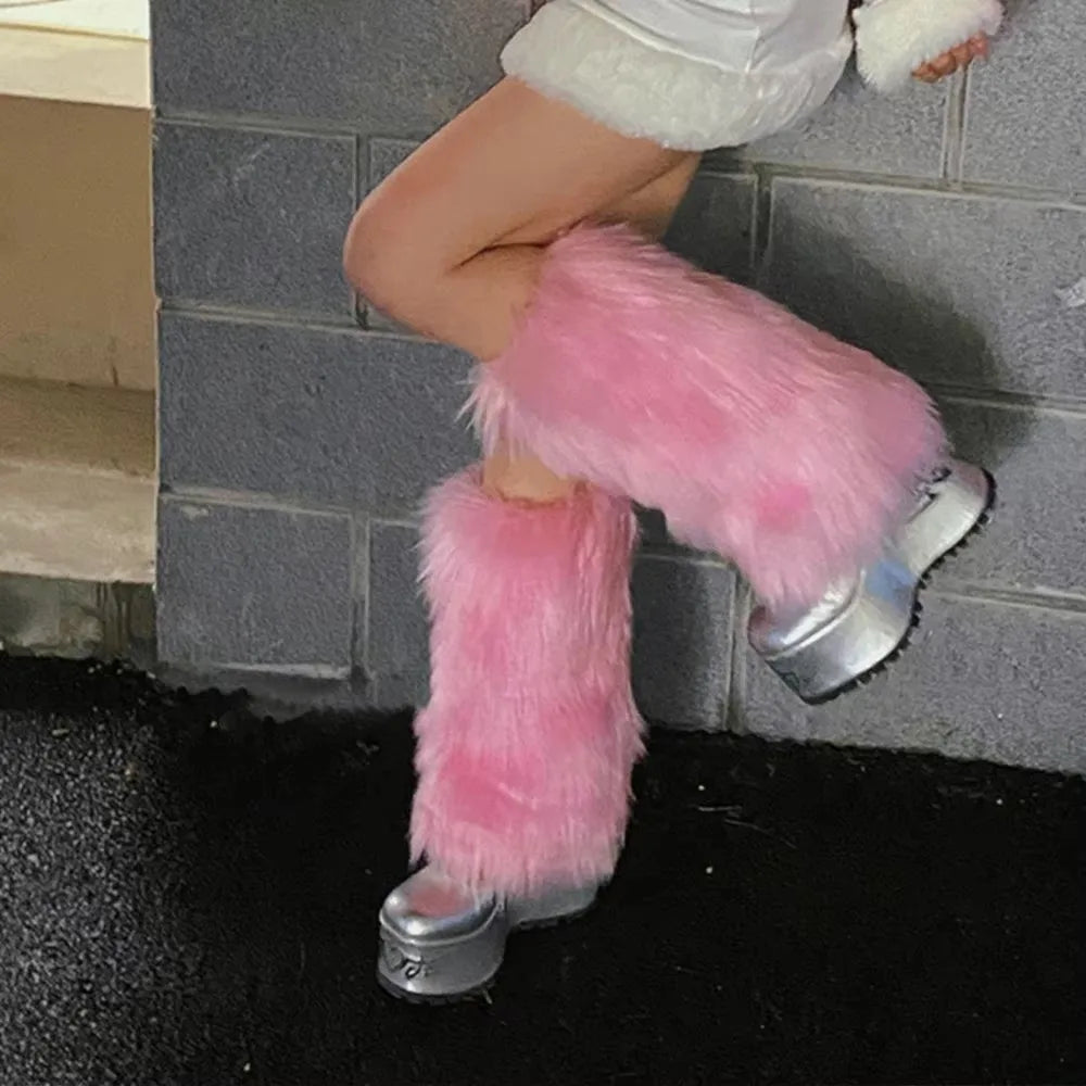 Calentadores de Piernas de Piel Sintética, 40 cm, Estilo Japonés, Lolita, Cubrebotas, Kawaii, Y2K, Calentadores de Rodilla para Otoño/Invierno