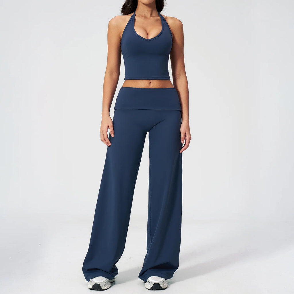Conjunto Deportivo de Yoga para Mujer, Conjunto de Dos Piezas, Pantalones y Top, Traje Deportivo para Gimnasio, Yoga y Entrenamiento