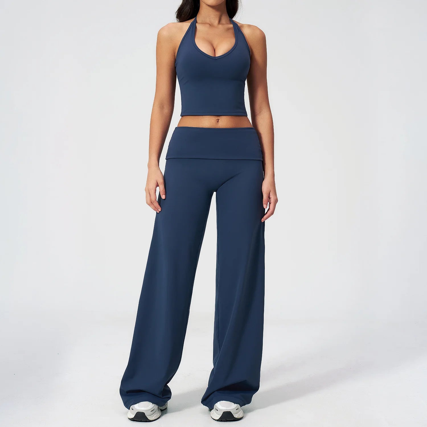 Conjunto Deportivo de Yoga para Mujer, Conjunto de Dos Piezas, Pantalones y Top, Traje Deportivo para Gimnasio, Yoga y Entrenamiento