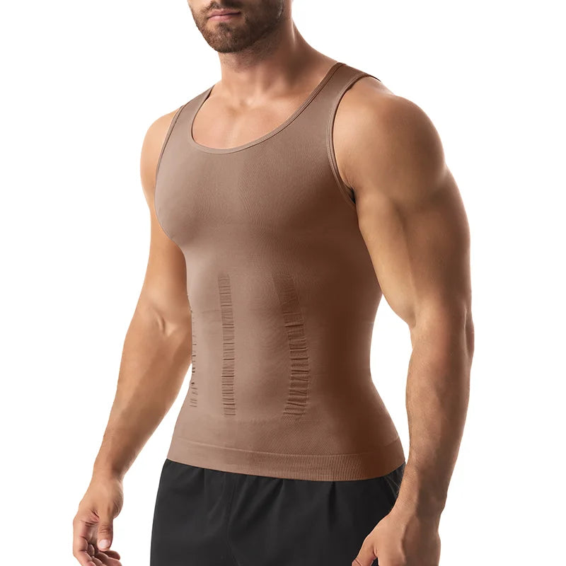 Chaleco moldeador de cuerpo adelgazante para hombre, camisa Abs para Abdomen, entrenamiento de gimnasio delgado, Control de barriga, camiseta sin mangas de compresión, ropa moldeadora sin mangas