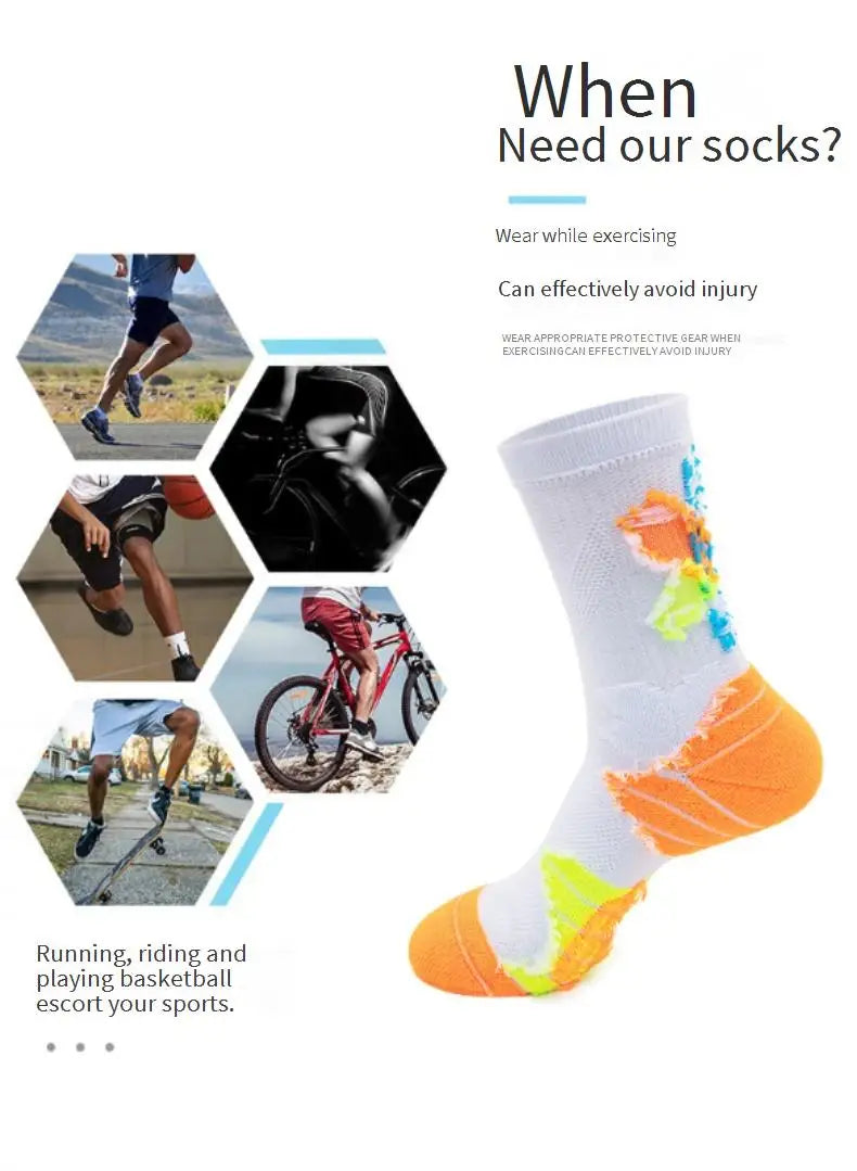 Calcetines deportivos profesionales para hombre, medias de tubo alto, con fondo grueso, absorbente de golpes, contraste de Color, Elite, 1 par