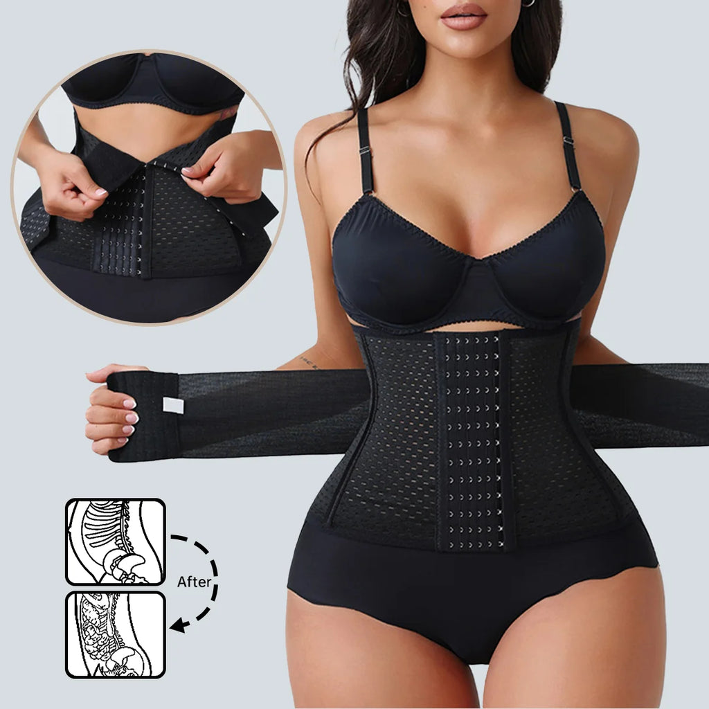Nuevo Faja Reductora Ajustable para Mujer con Doble Cinturón de Neopreno y Cremallera, Corsé de Entrenamiento para Control Abdominal y Soporte Lumbar
