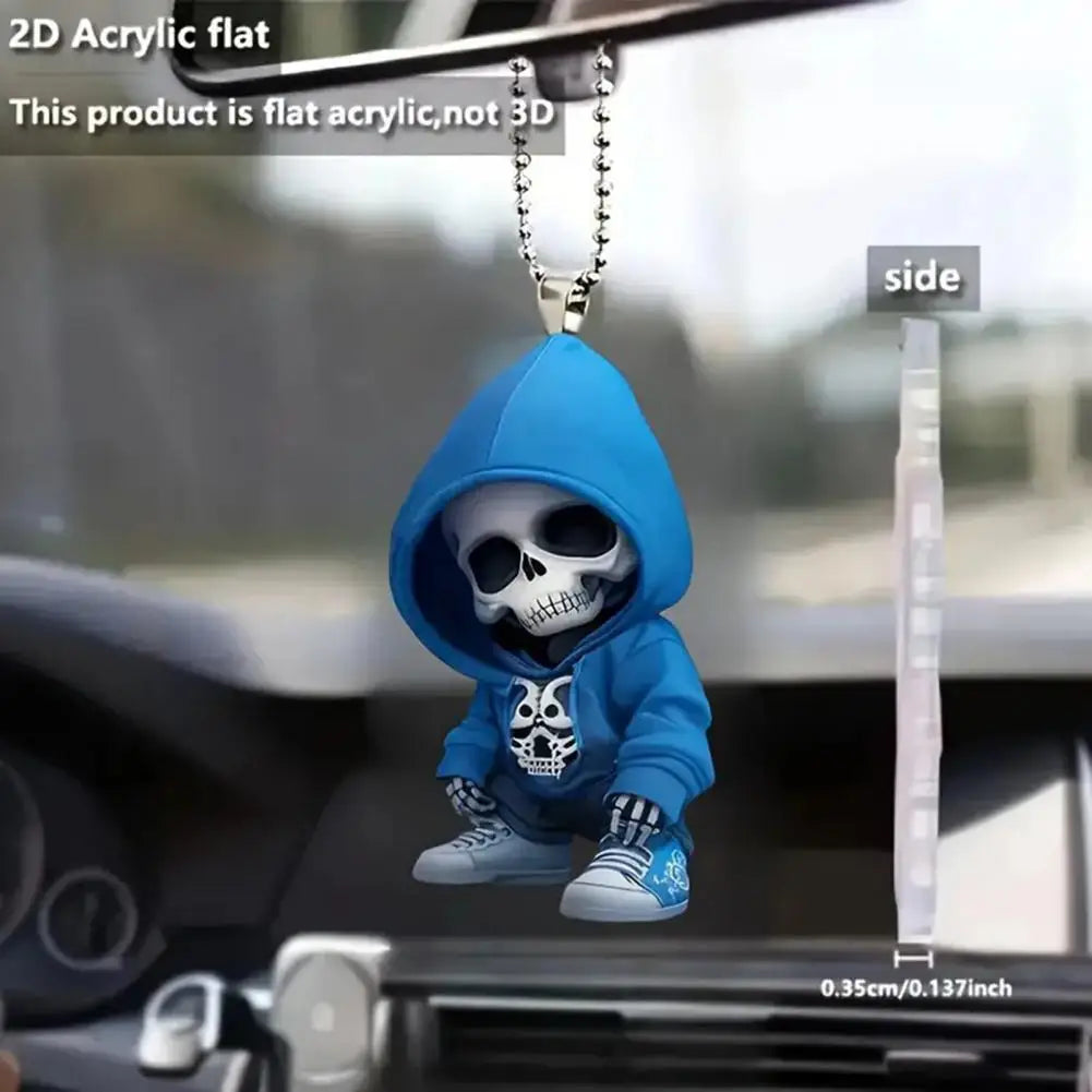Decoración de calavera colgante, adorno ligero para perro, decoraciones colgantes acrílicas únicas para árbol de Navidad, espejo retrovisor de coche