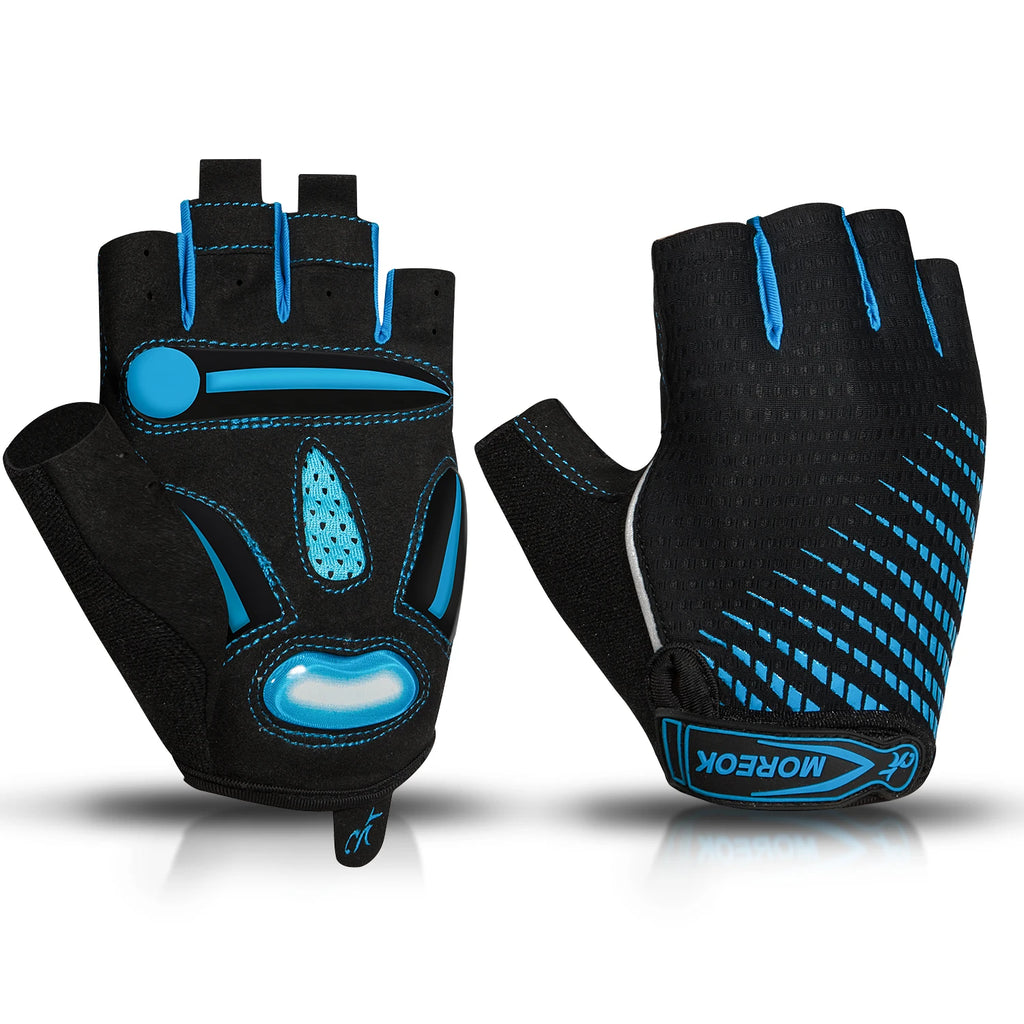 MOREOK Guantes de ciclismo, guantes de bicicleta transpirables, almohadillas de gel de 5 mm, guantes antideslizantes para bicicleta de montaña, guantes de ciclismo de carretera MTB para hombres y mujeres