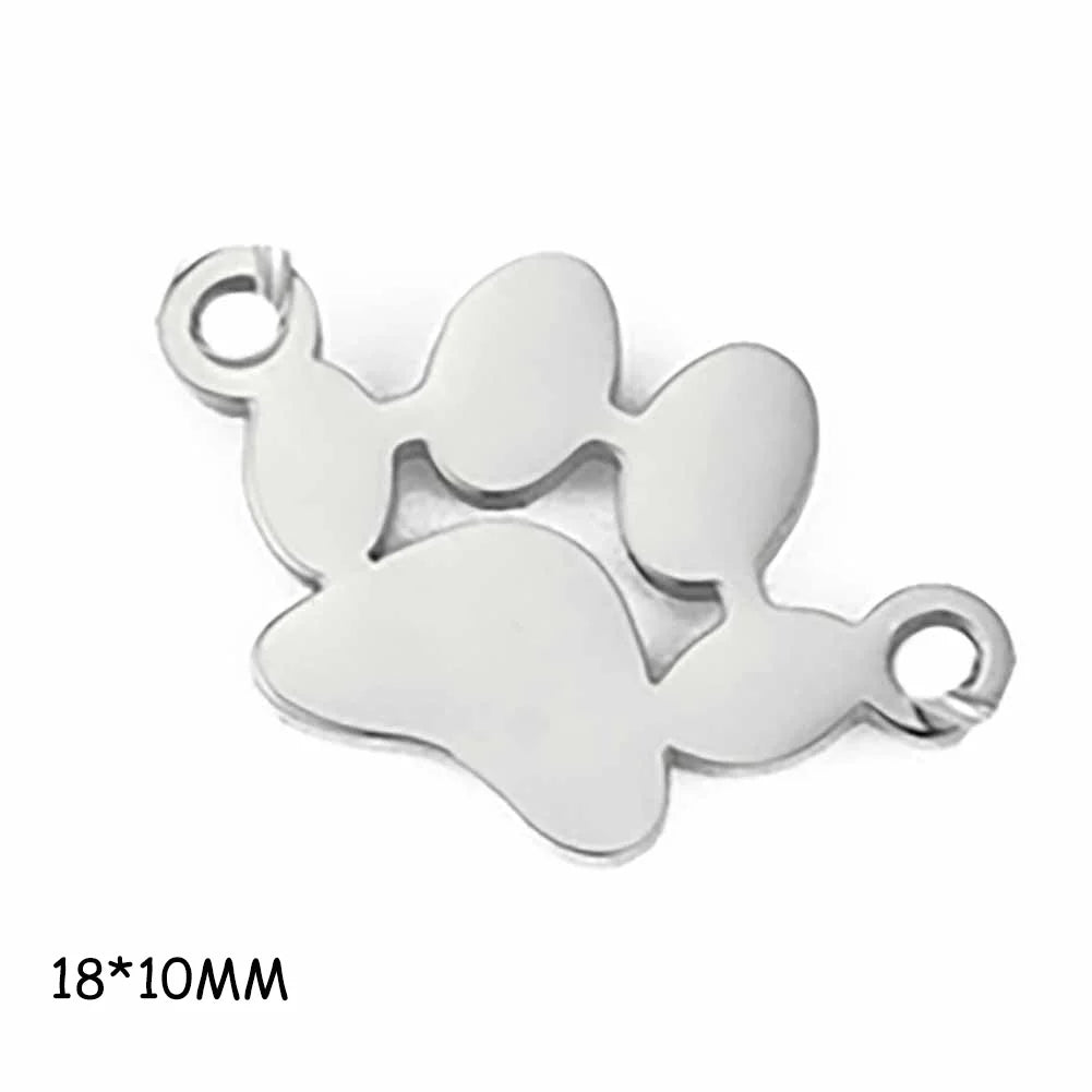Cazador-abalorios con huella de pata de perro y gato, para fabricación de joyas, animales de acero inoxidable, 2 agujeros, colgantes DIY para pulsera y collar 2026