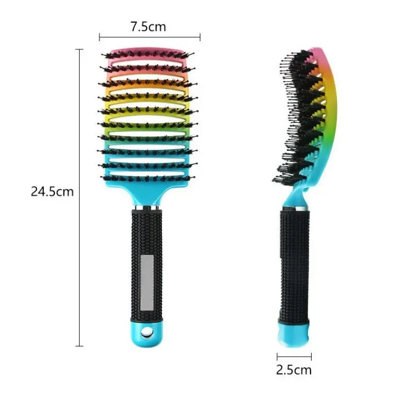 Cepillo para el cabello, cepillo para el cabello exfoliante, cerdas, peine para el cabello rizado húmedo para mujer, herramienta de peinado para salón, especial para pelucas de cabello Real