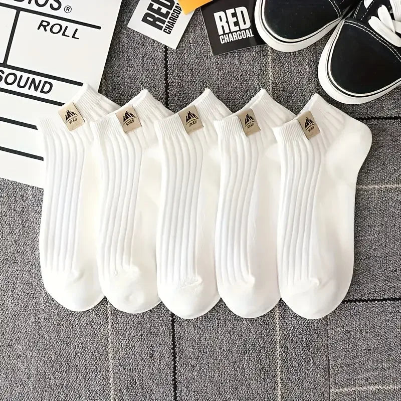 5/10 pares de calcetines casuales de alta calidad para deportes al aire libre para hombres en Color blanco y negro calcetines cómodos y suaves para hombres