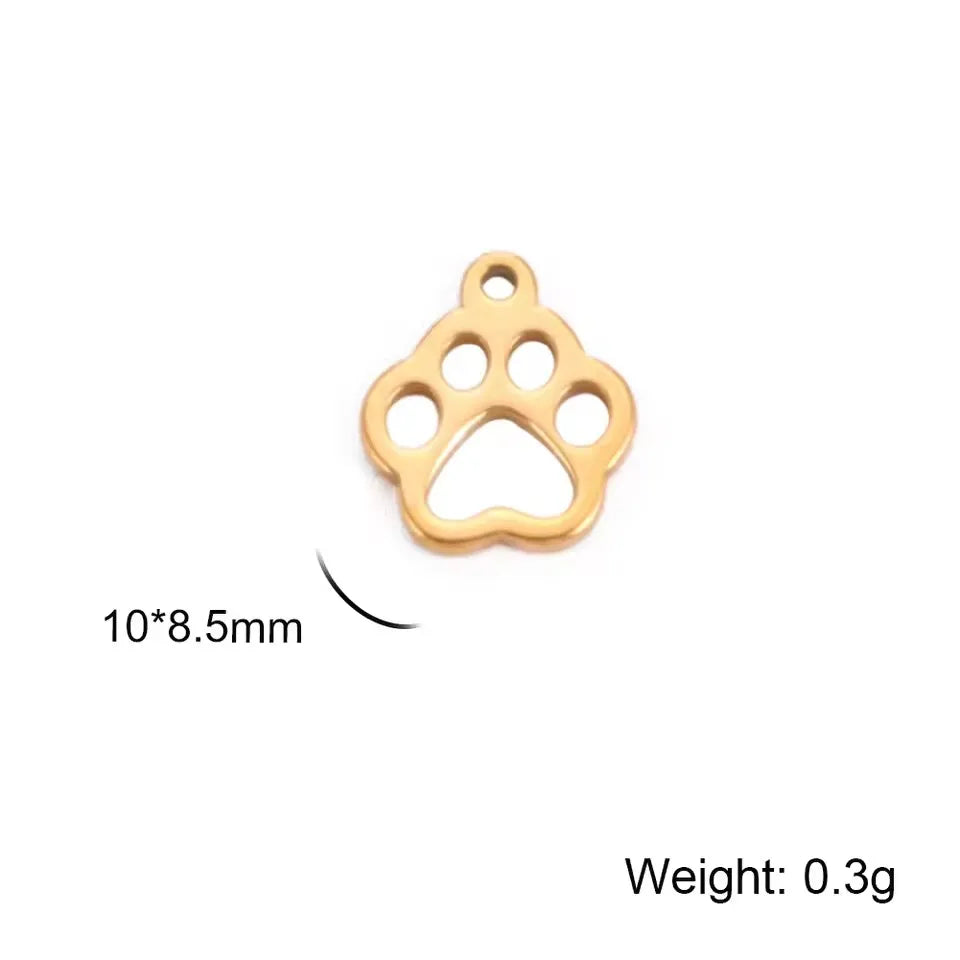 Cazador-abalorios de acero inoxidable con huella de pata de perro y gato, para hacer joyería DIY, bonito colgante de Animal para pulsera, pendientes y collar