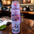 Botella de agua con figura de dibujos animados, taza portátil con pajita para exteriores para niños, deportes de verano para niñas, a prueba de fugas, linda