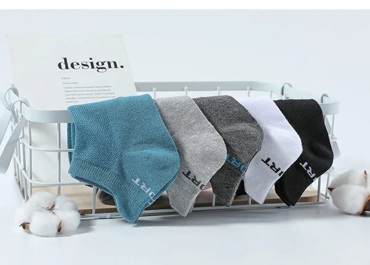 5 pares de calcetines tobilleros de alta calidad para hombre, calcetines deportivos de algodón transpirables, calcetines de malla informales atléticos de verano de corte fino corto Sokken talla 38-45