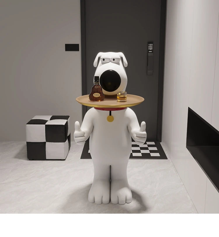 Estatua de perro de dibujos animados para decoración del hogar, estatuilla de resina grande, accesorios creativos para sala de estar, escultura Nórdica