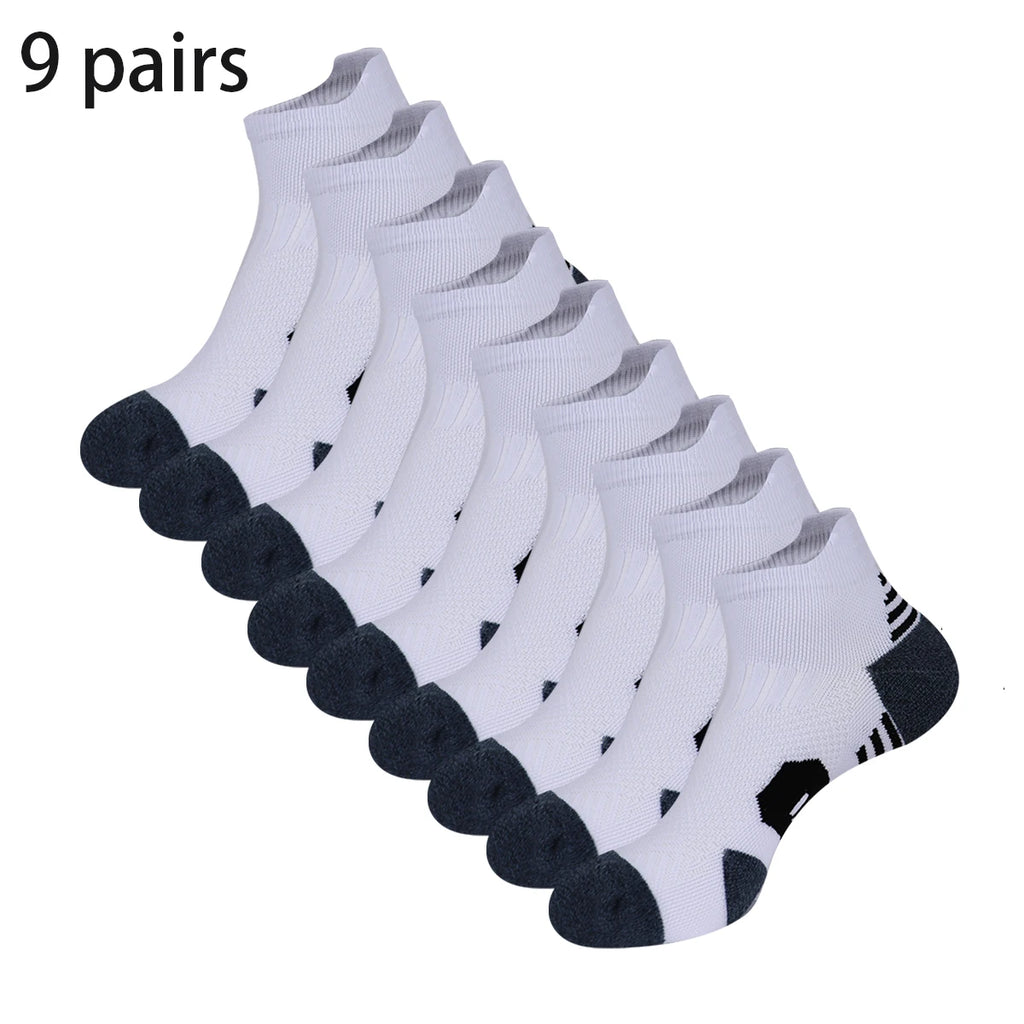 3/9 pares de calcetines deportivos antideslizantes para hombres y mujeres, parte inferior de toalla gruesa, calcetines profesionales para correr, entrenamiento físico, baloncesto