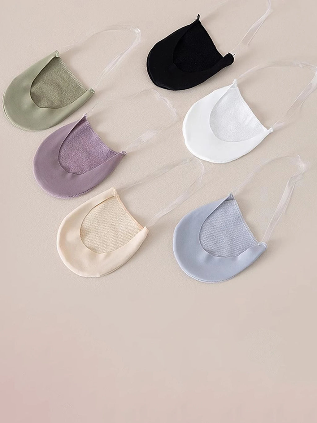 1/5 Pares de Calcetines Invisibles para Mujer, Transpirables, Antideslizantes, para Zapatos de Tacón Alto, de Seda Fría, Finos, Tipo Media Palma