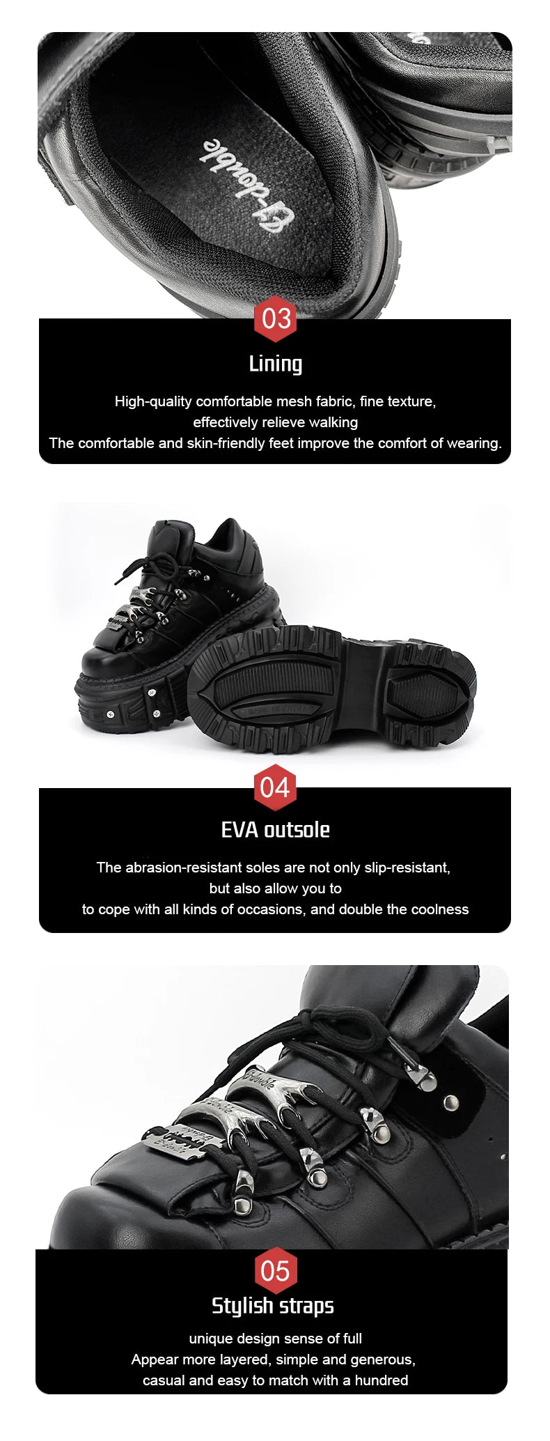 2026 nuevo estilo Punk zapatos de mujer con cordones altura del tacón 6CM zapatos de plataforma mujer gótico tobillo Rock botas decoración de Metal zapatillas de deporte para mujer