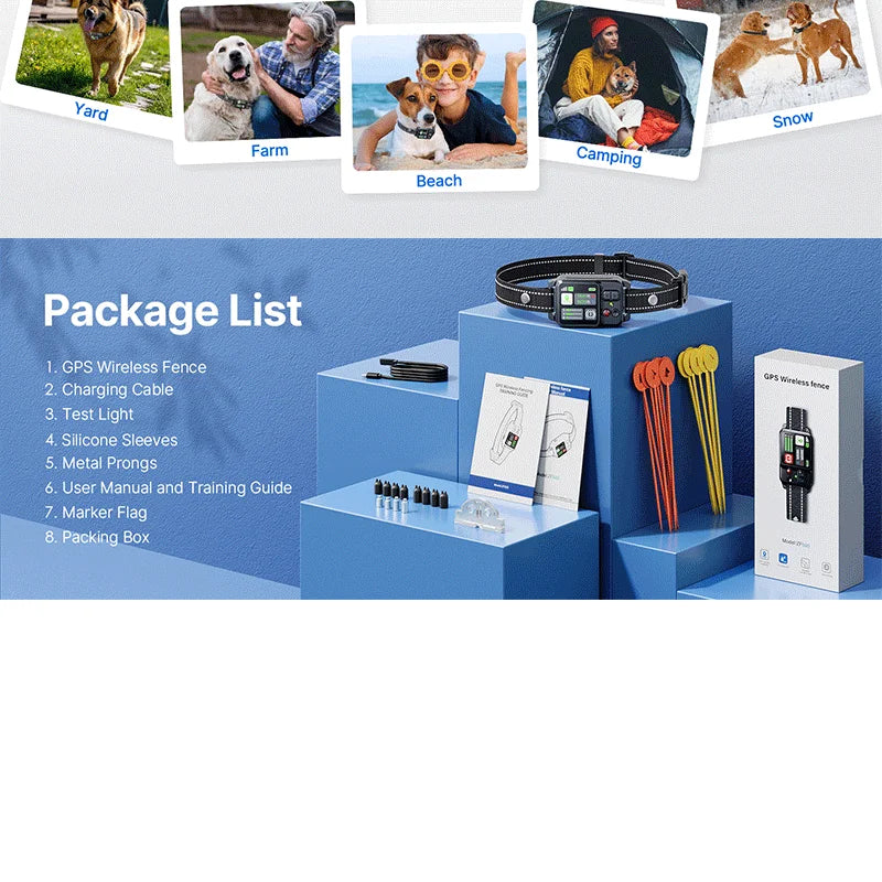 Valla electrónica inalámbrica GPS para mascotas, valla para perros y tapón para ladridos, entrenador para perros, Collar de descarga eléctrica para entrenamiento, actualización 2025